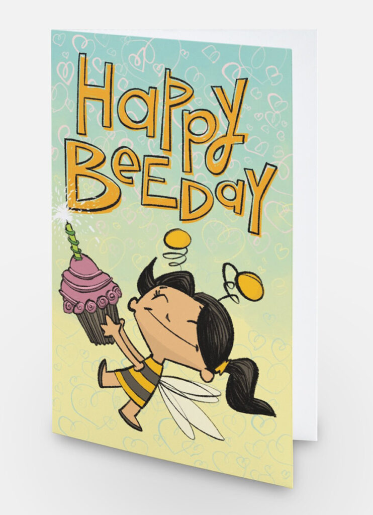 Happy Beeday birthday card 3D ©2022