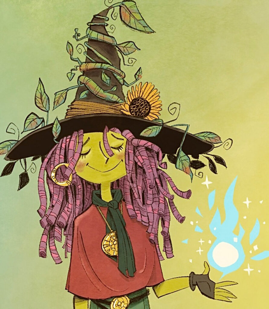 Witch with blue flame ball