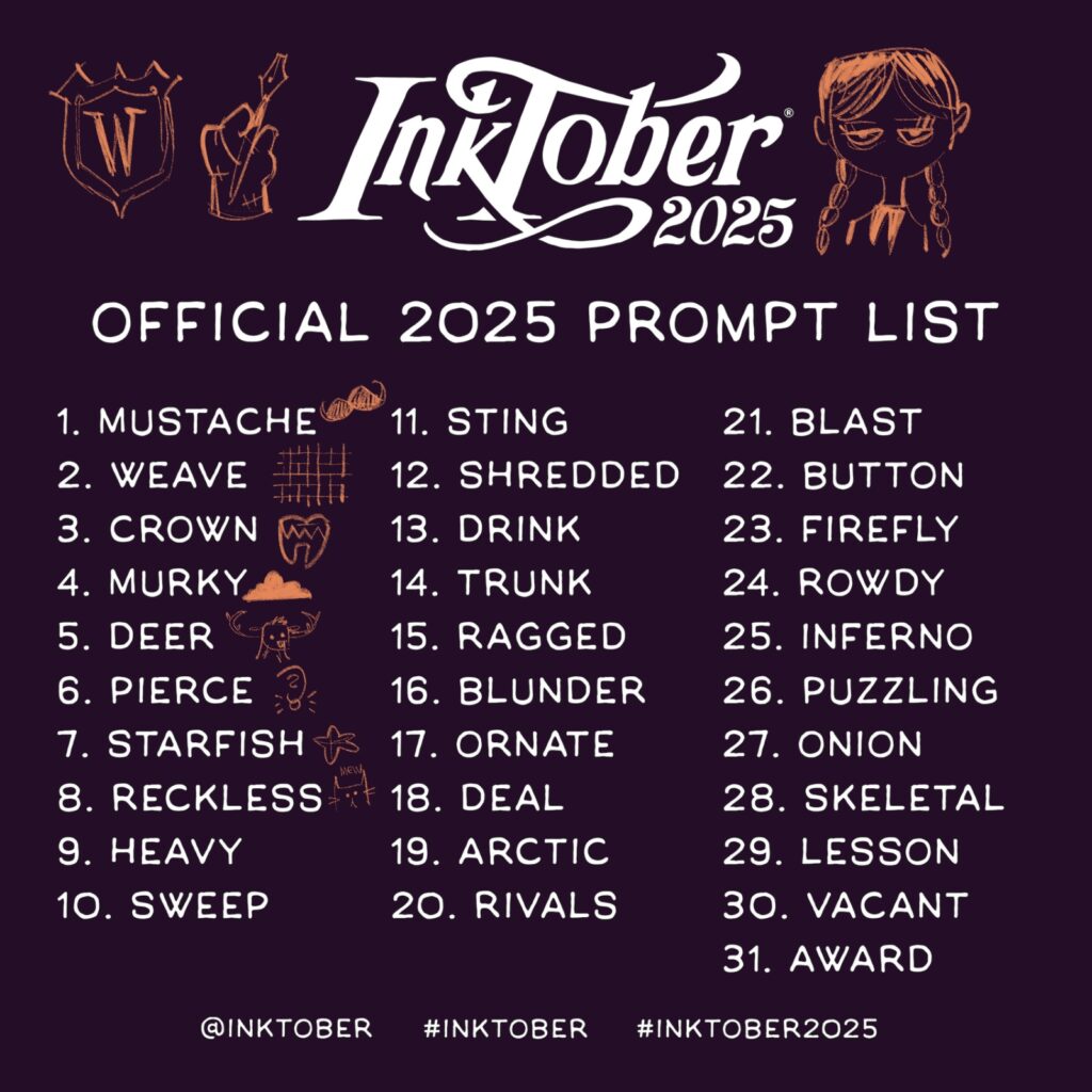 Inktober 2025 prompt list Day 8