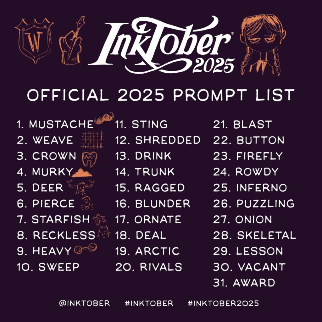 Inktober 2025 prompt list day 9